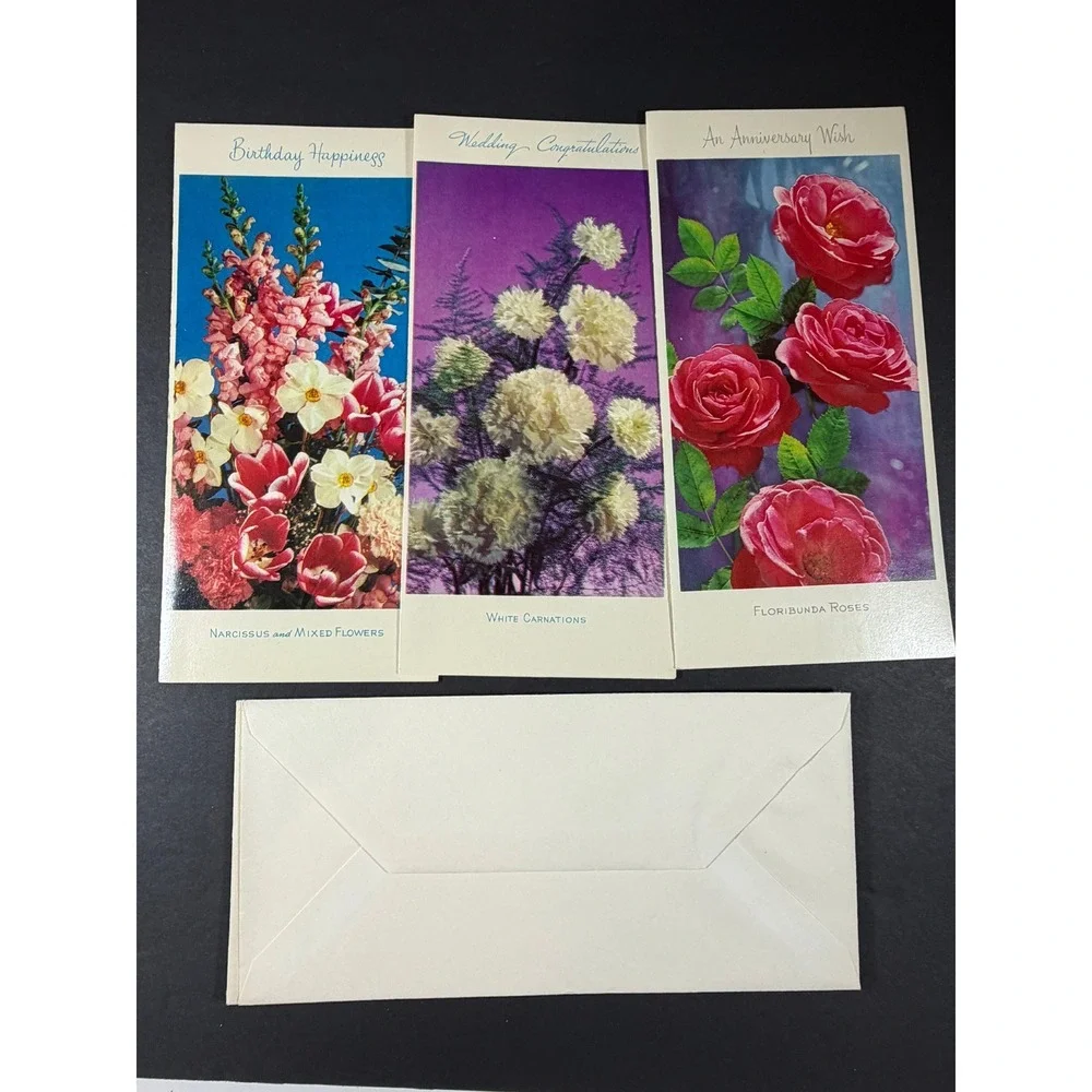 VTG Sunshine Card Co Greeting Cards Multicolor Floral B'day Wedding Ephemera